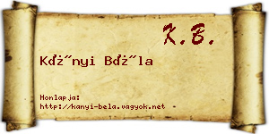 Kányi Béla névjegykártya